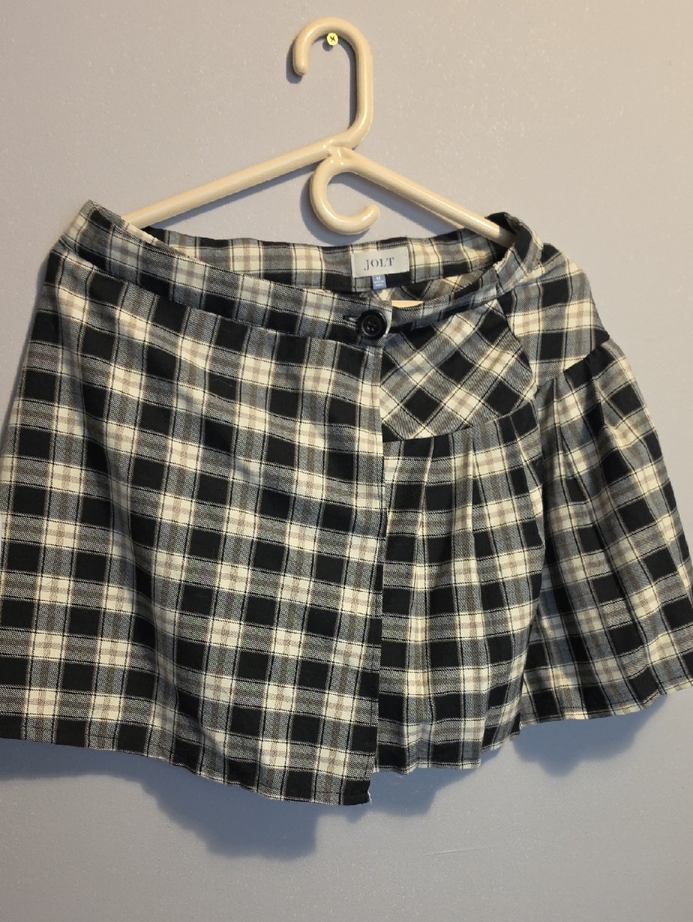 Jolt Black & White Plaid Pleated Skater Skirt